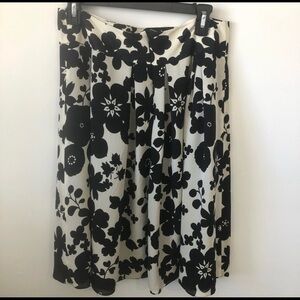 Helen Wang cream & black floral print silk skirt, size 10
